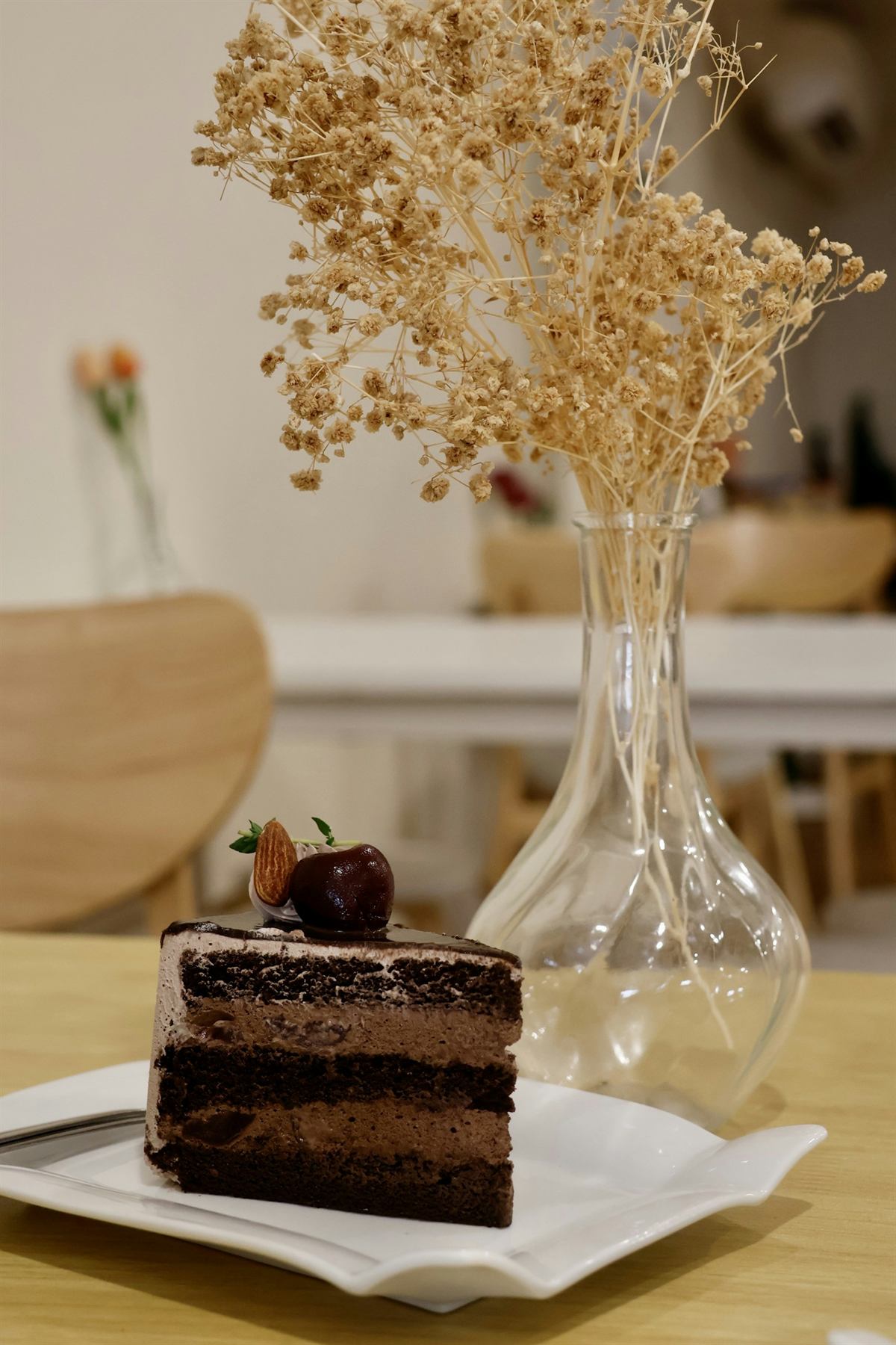 A slice of chocolate cake